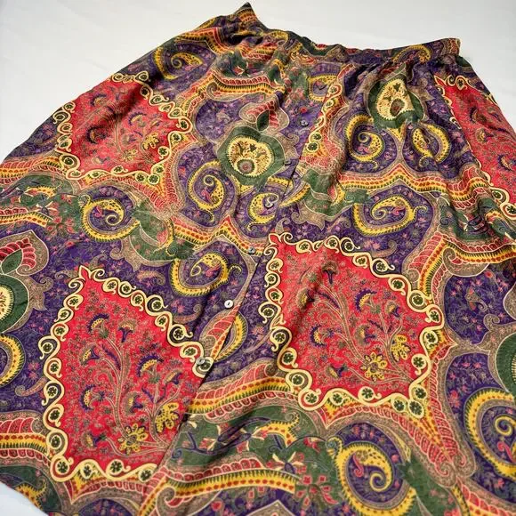 Valerie Stevens Pure Silk Paisley Midi Skirt Women’s 2XL Vintage Boho 90s Retro - Picture 6 of 15